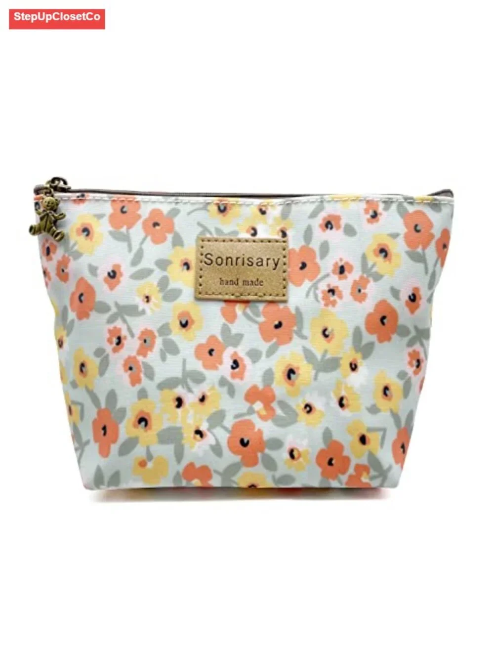 Waterproof Floral Print Cosmetic Bag Carry Case with Zipper